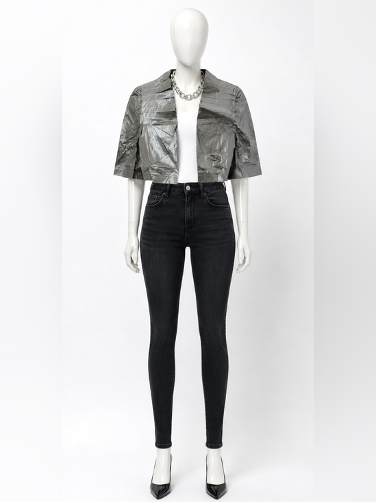 Ports 1961 Jackets & Blazers - Ports 1961 Cropped Bamboo Runway Bolero Ruffle Front Jacket